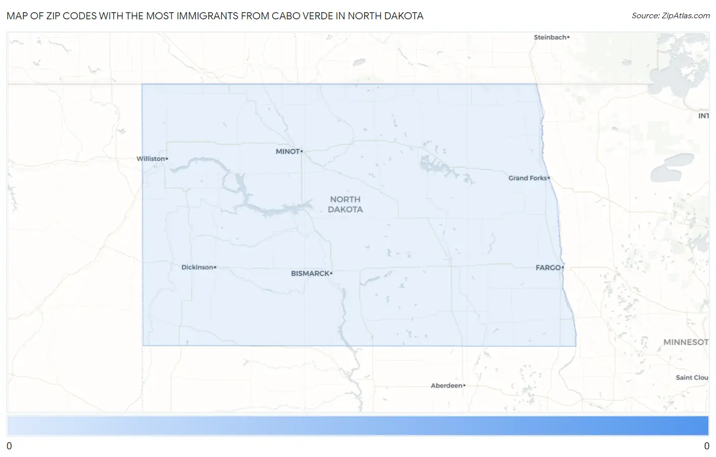 Zip Codes with the Most Immigrants from Cabo Verde in North Dakota Map
