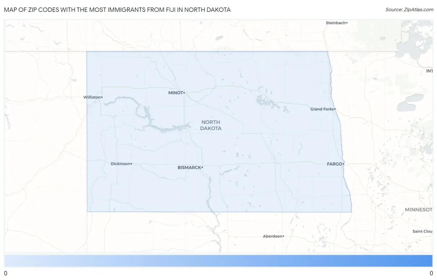 Zip Codes with the Most Immigrants from Fiji in North Dakota Map