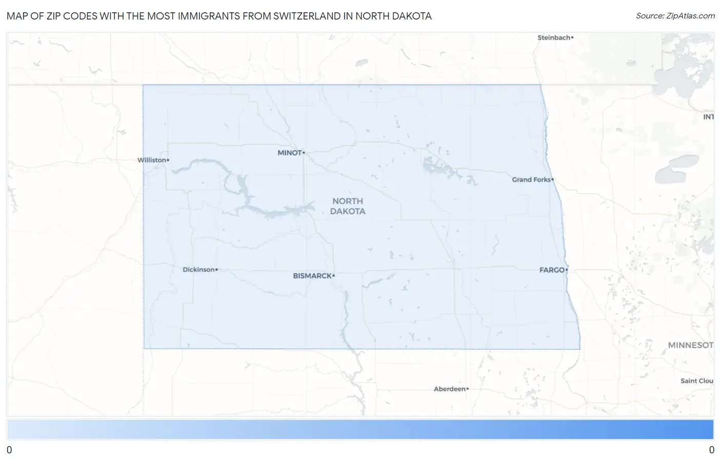 Zip Codes with the Most Immigrants from Switzerland in North Dakota Map
