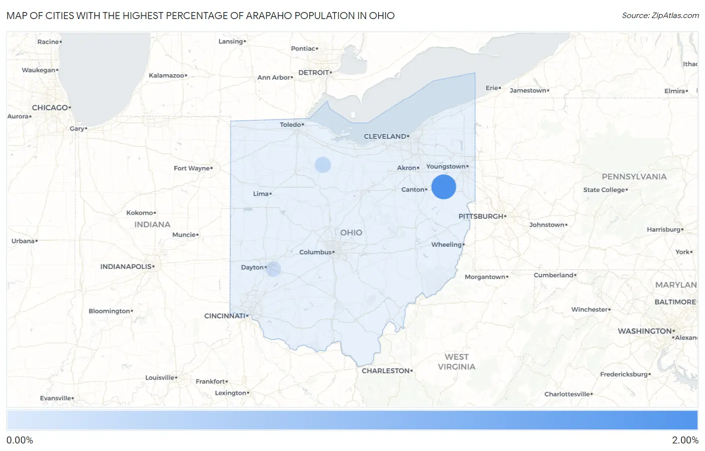 Cities with the Highest Percentage of Arapaho Population in Ohio Map