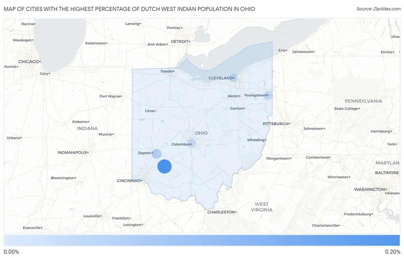 Cities with the Highest Percentage of Dutch West Indian Population in Ohio Map