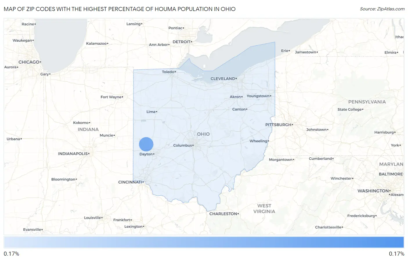 Zip Codes with the Highest Percentage of Houma Population in Ohio Map