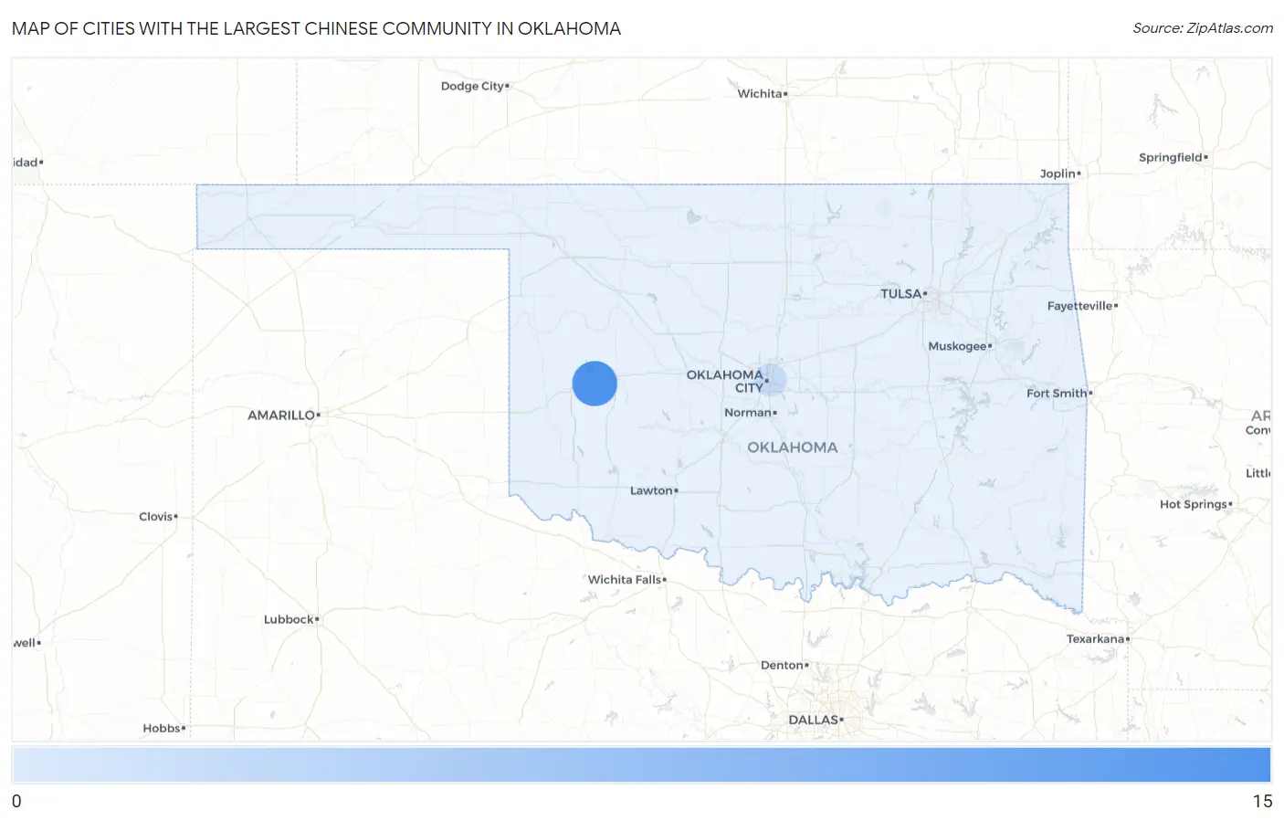Cities with the Largest Chinese Community in Oklahoma Map