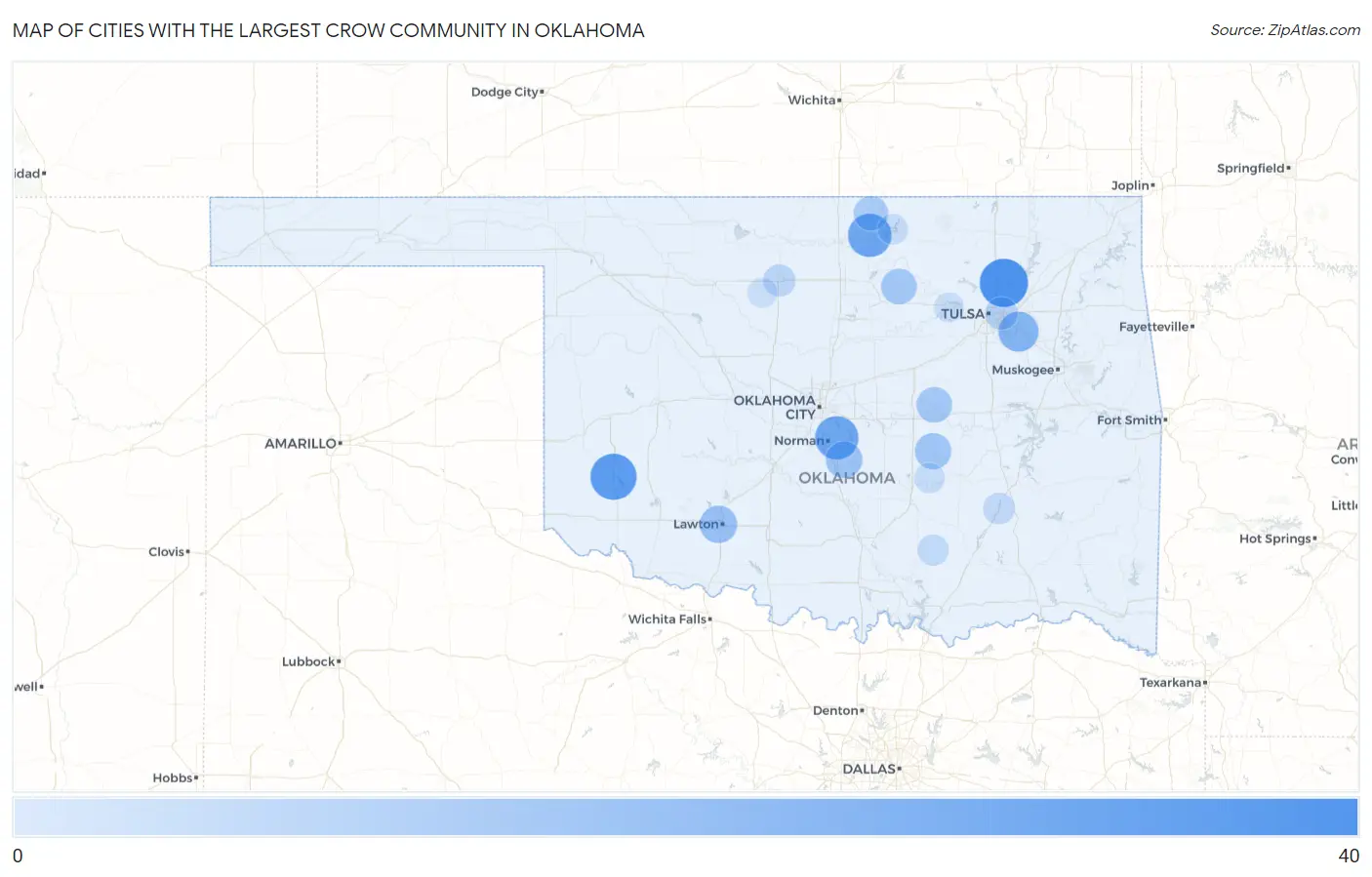 Cities with the Largest Crow Community in Oklahoma Map