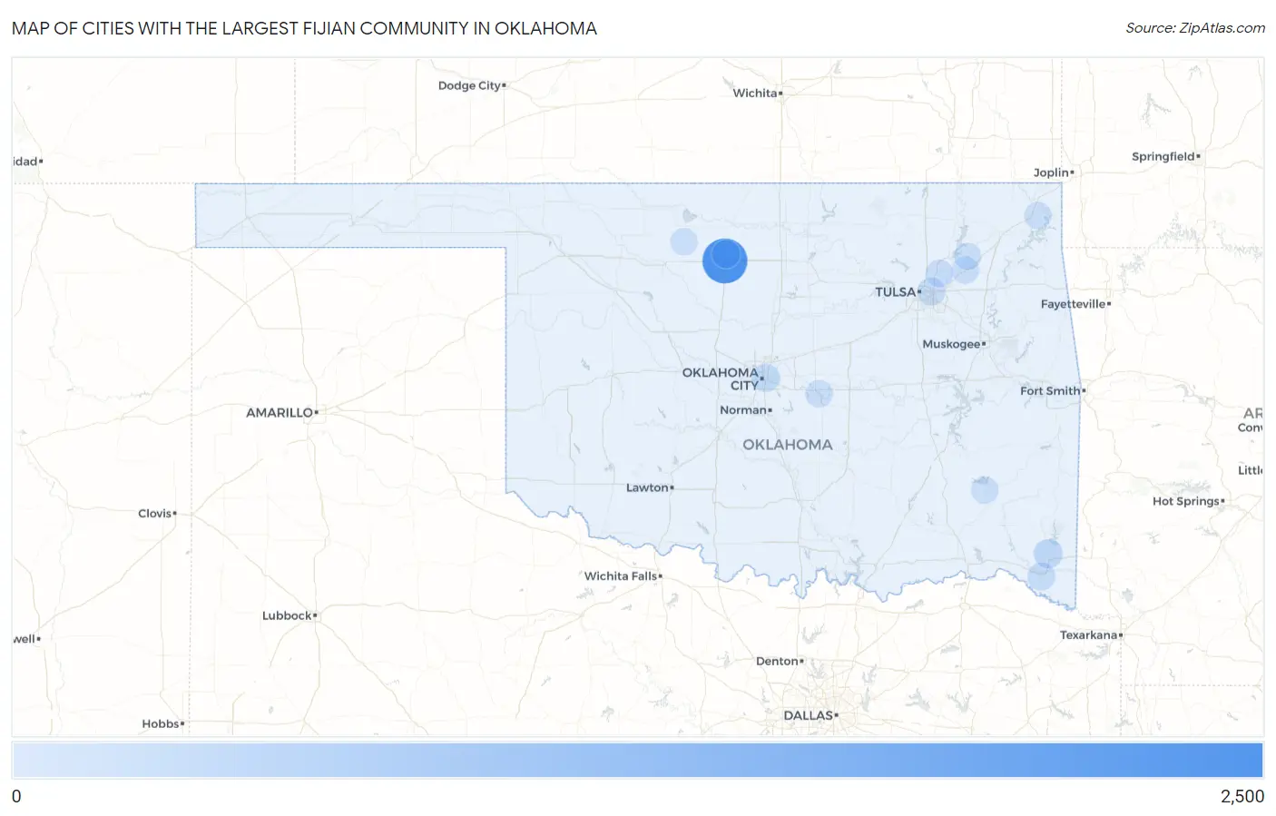 Cities with the Largest Fijian Community in Oklahoma Map