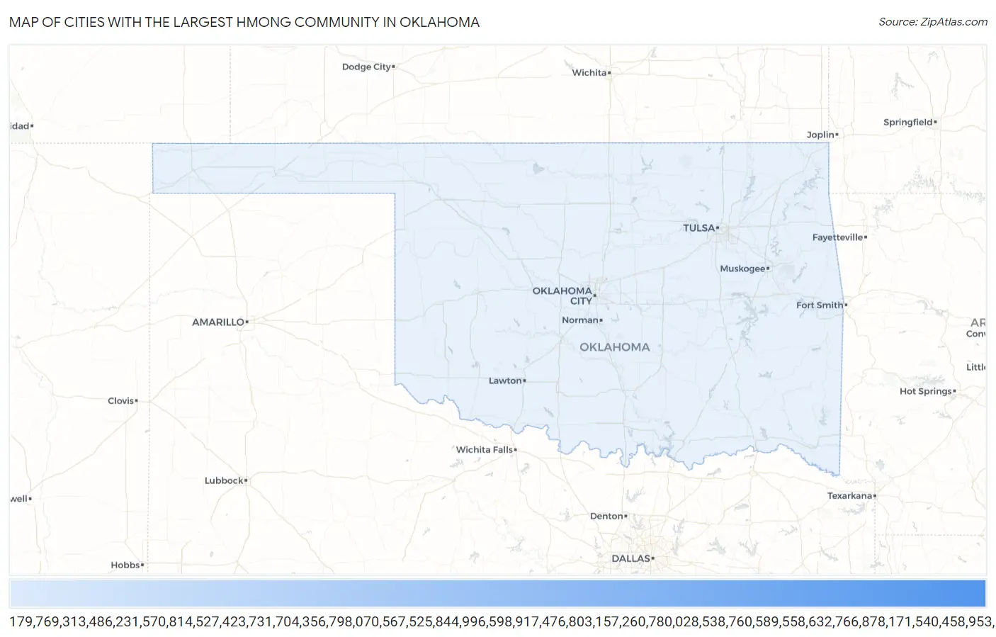Cities with the Largest Hmong Community in Oklahoma Map
