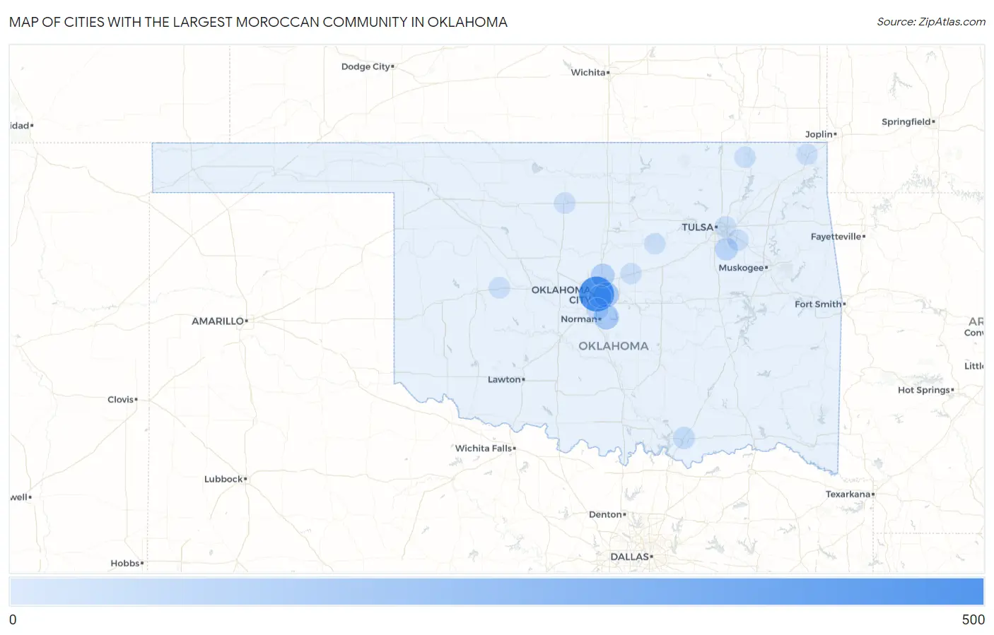 Cities with the Largest Moroccan Community in Oklahoma Map
