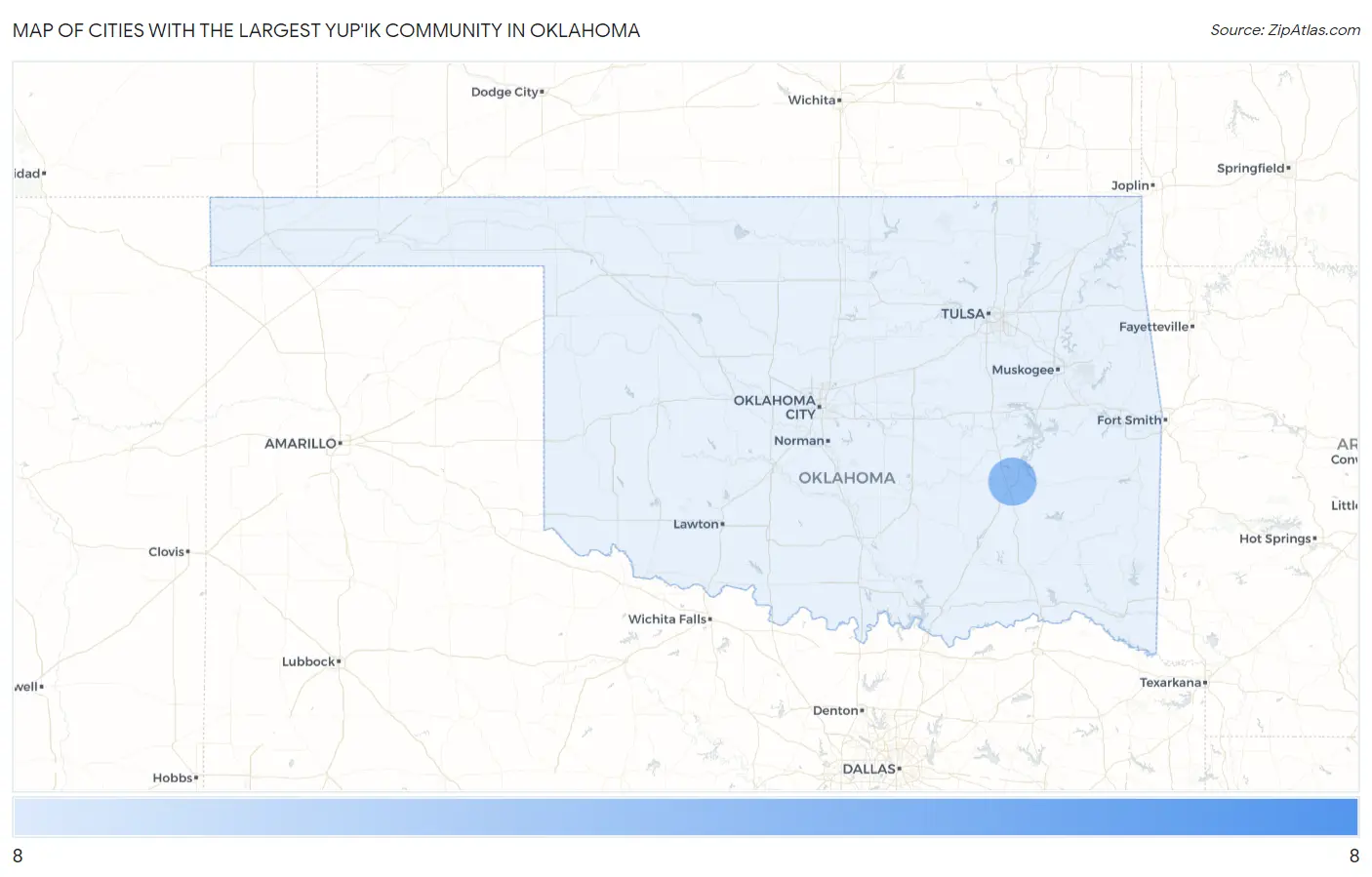 Cities with the Largest Yup'ik Community in Oklahoma Map