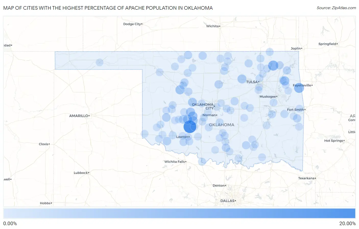 Cities with the Highest Percentage of Apache Population in Oklahoma Map