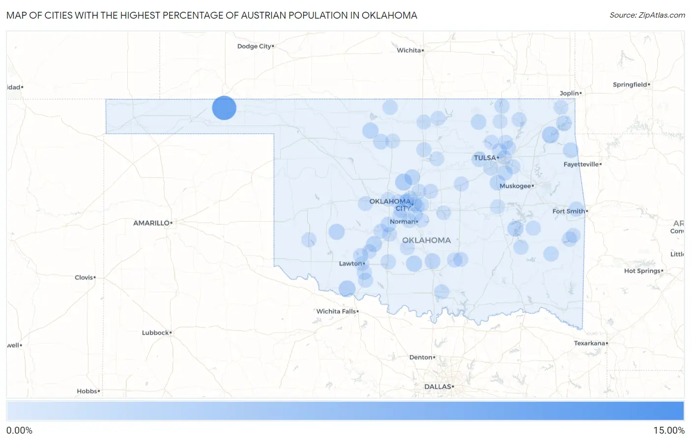 Cities with the Highest Percentage of Austrian Population in Oklahoma Map