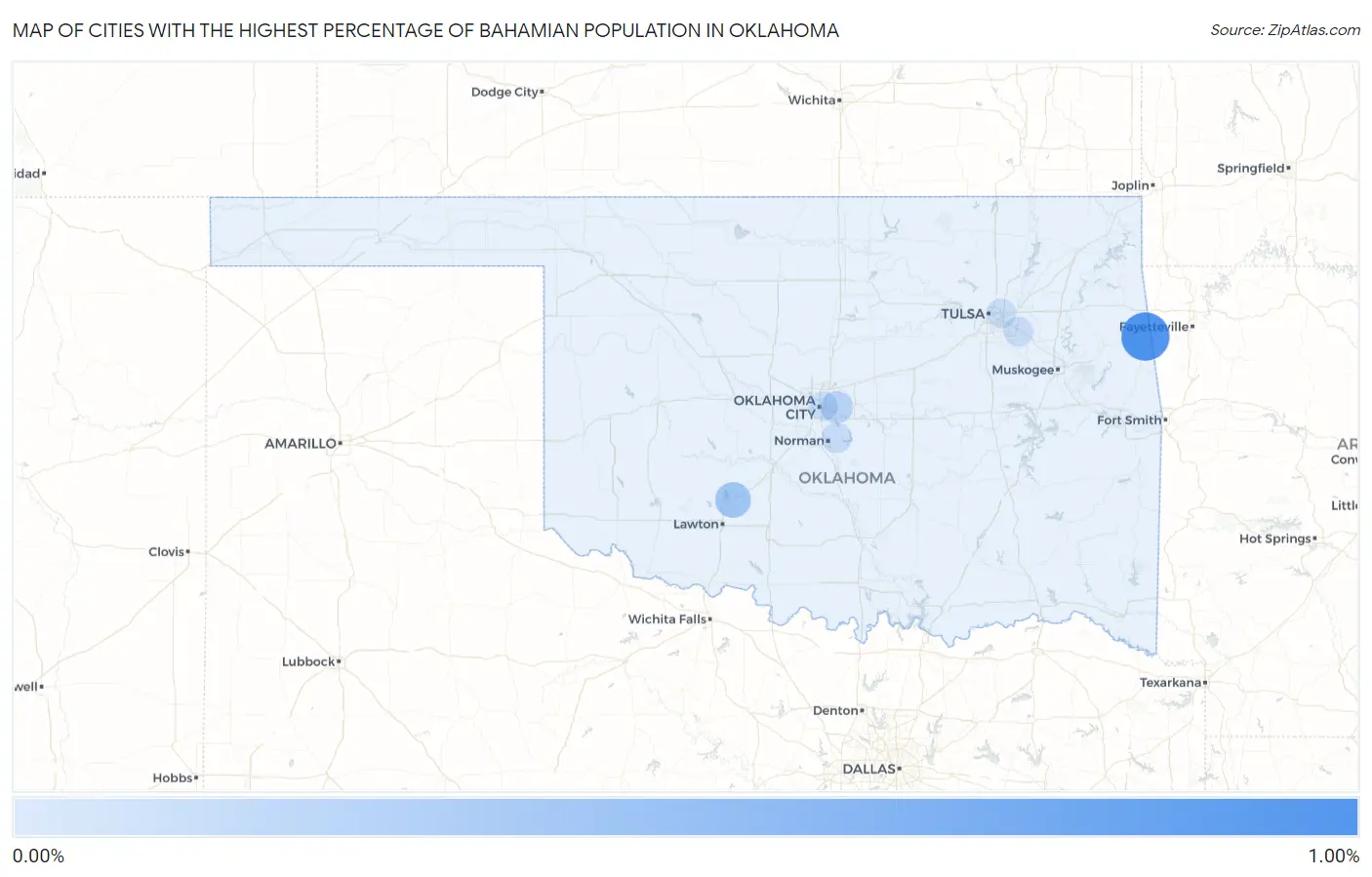 Cities with the Highest Percentage of Bahamian Population in Oklahoma Map