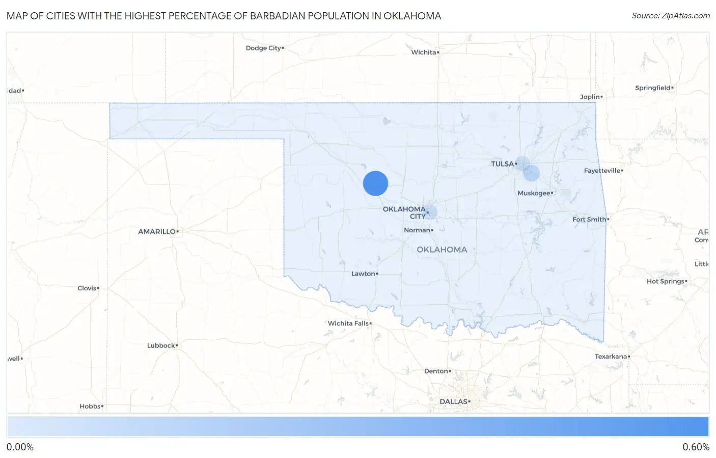 Cities with the Highest Percentage of Barbadian Population in Oklahoma Map
