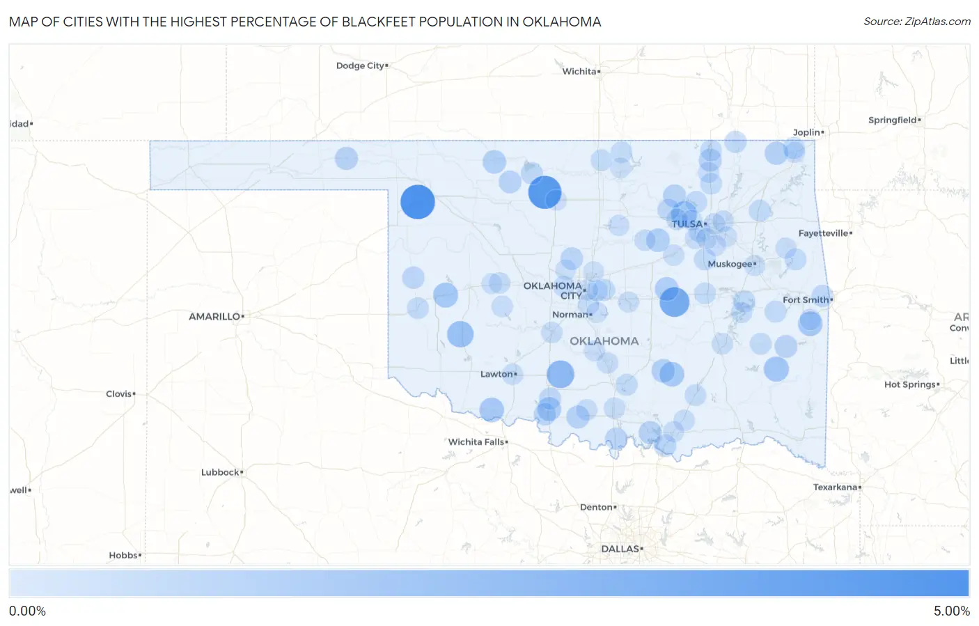Cities with the Highest Percentage of Blackfeet Population in Oklahoma Map