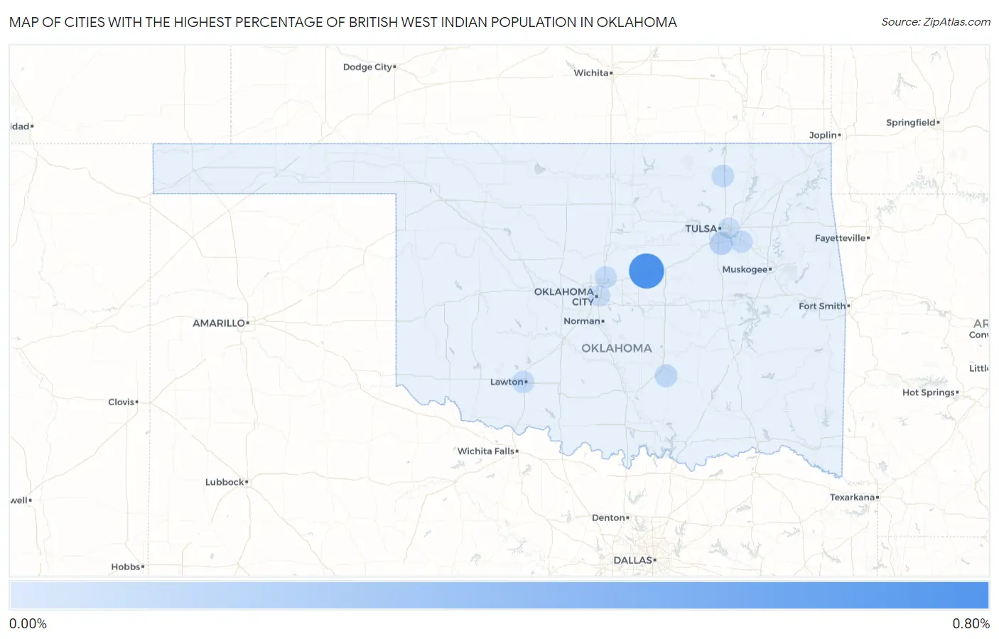 Cities with the Highest Percentage of British West Indian Population in Oklahoma Map