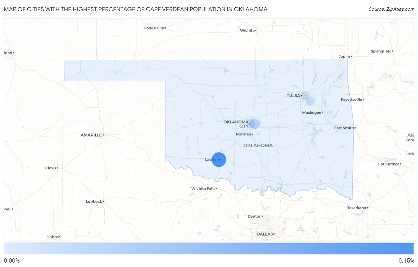 Cities with the Highest Percentage of Cape Verdean Population in Oklahoma Map