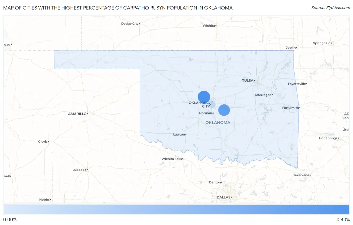 Cities with the Highest Percentage of Carpatho Rusyn Population in Oklahoma Map
