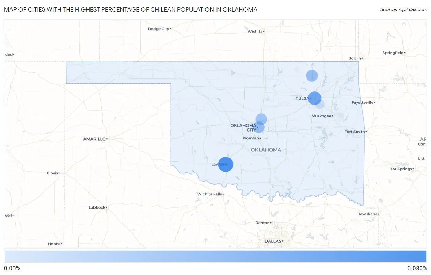 Cities with the Highest Percentage of Chilean Population in Oklahoma Map