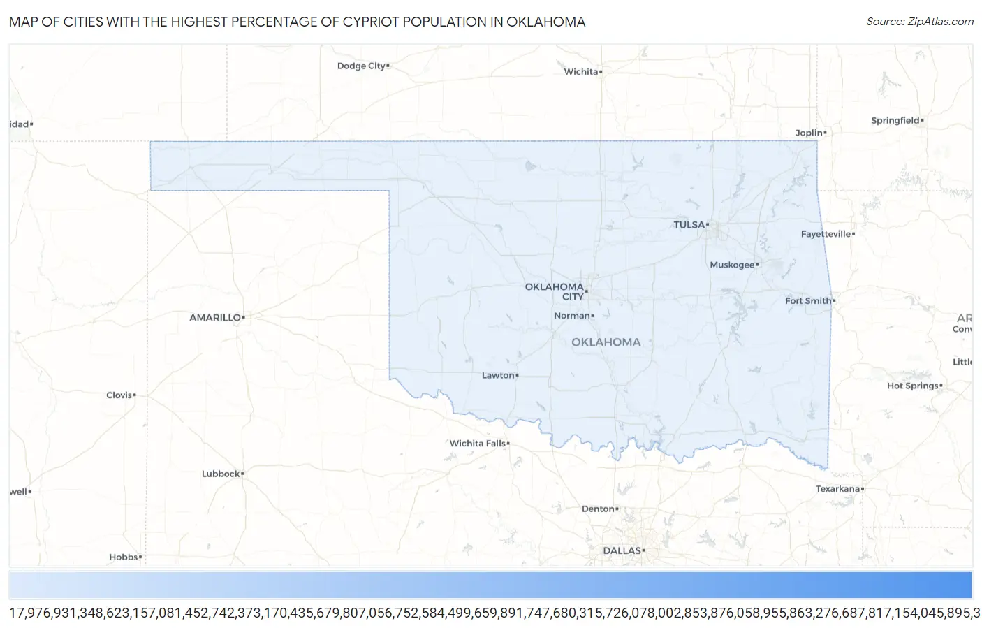 Cities with the Highest Percentage of Cypriot Population in Oklahoma Map