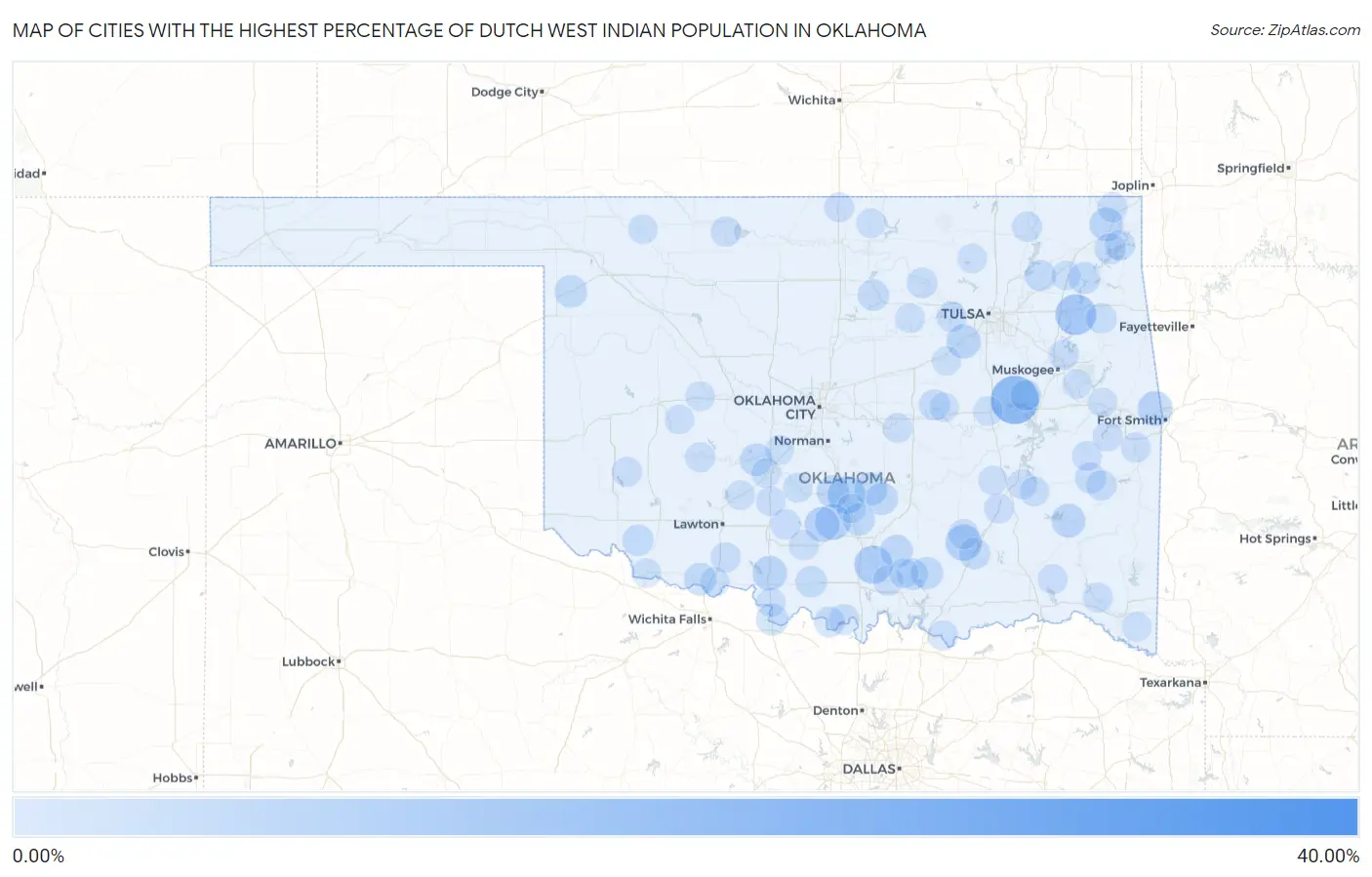 Cities with the Highest Percentage of Dutch West Indian Population in Oklahoma Map