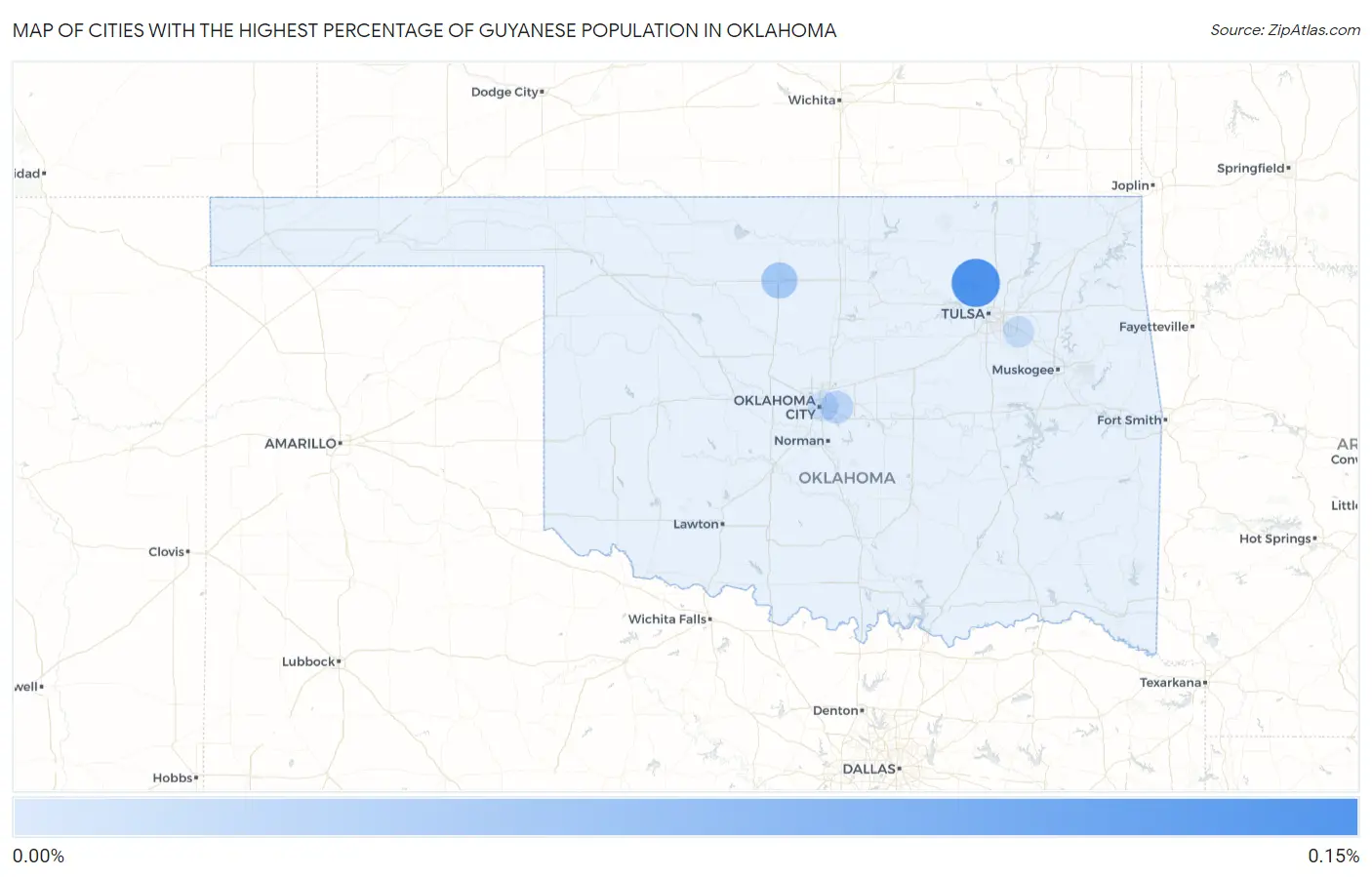 Cities with the Highest Percentage of Guyanese Population in Oklahoma Map