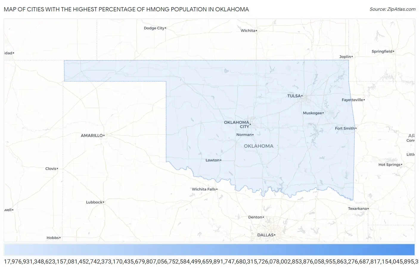 Cities with the Highest Percentage of Hmong Population in Oklahoma Map