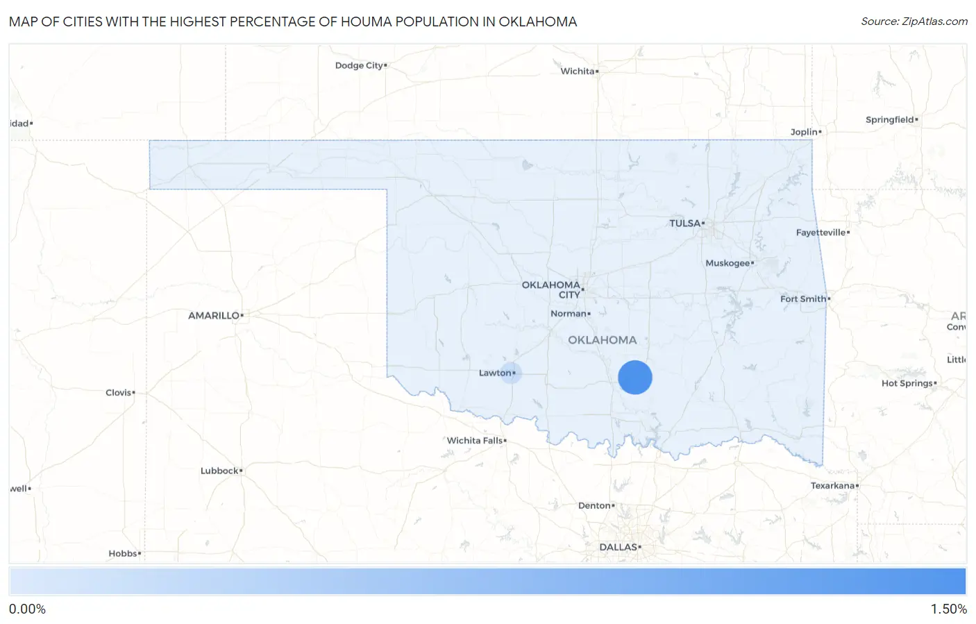 Cities with the Highest Percentage of Houma Population in Oklahoma Map