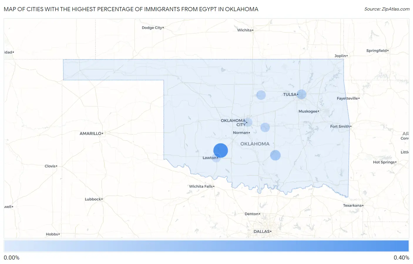 Cities with the Highest Percentage of Immigrants from Egypt in Oklahoma Map