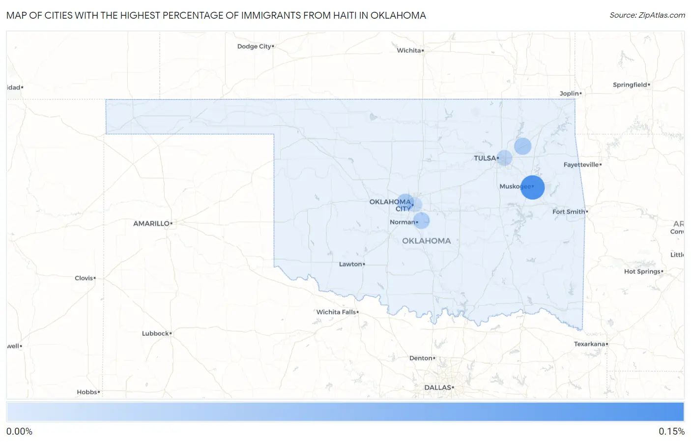 Cities with the Highest Percentage of Immigrants from Haiti in Oklahoma Map