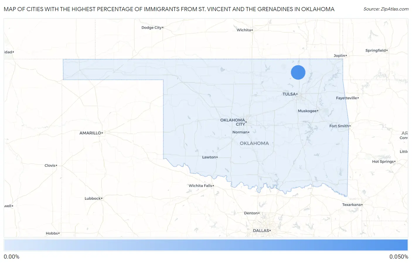 Cities with the Highest Percentage of Immigrants from St. Vincent and the Grenadines in Oklahoma Map