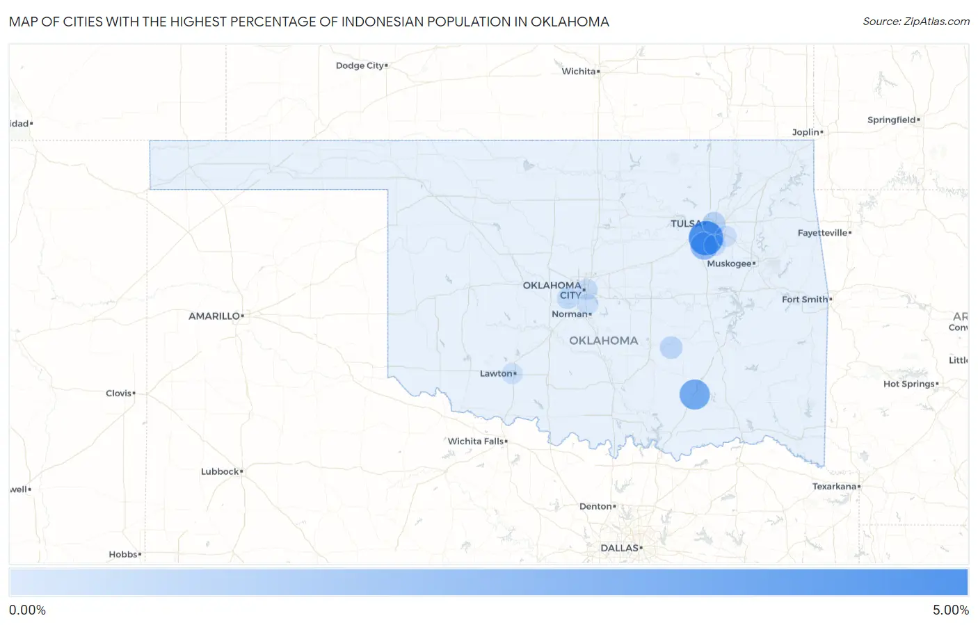 Cities with the Highest Percentage of Indonesian Population in Oklahoma Map