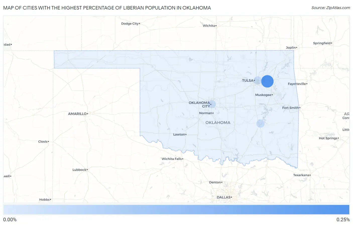 Cities with the Highest Percentage of Liberian Population in Oklahoma Map