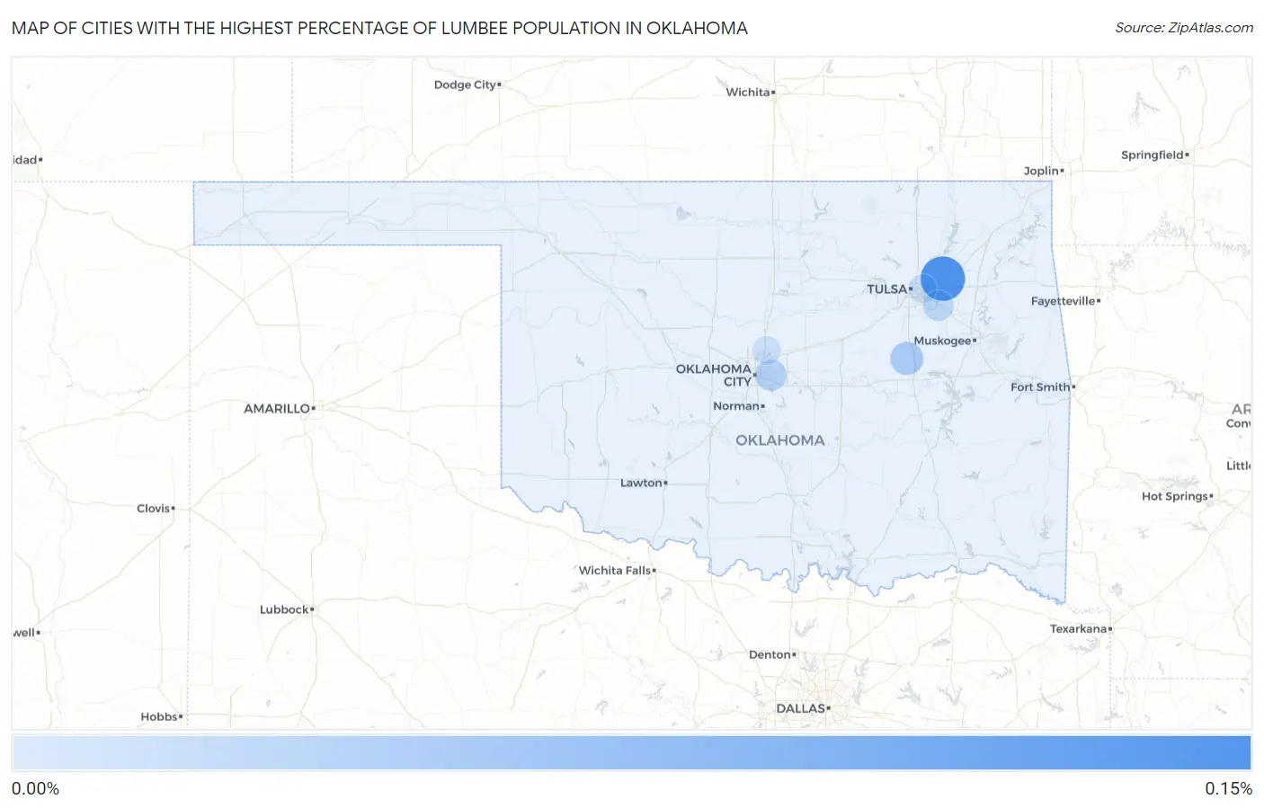 Cities with the Highest Percentage of Lumbee Population in Oklahoma Map