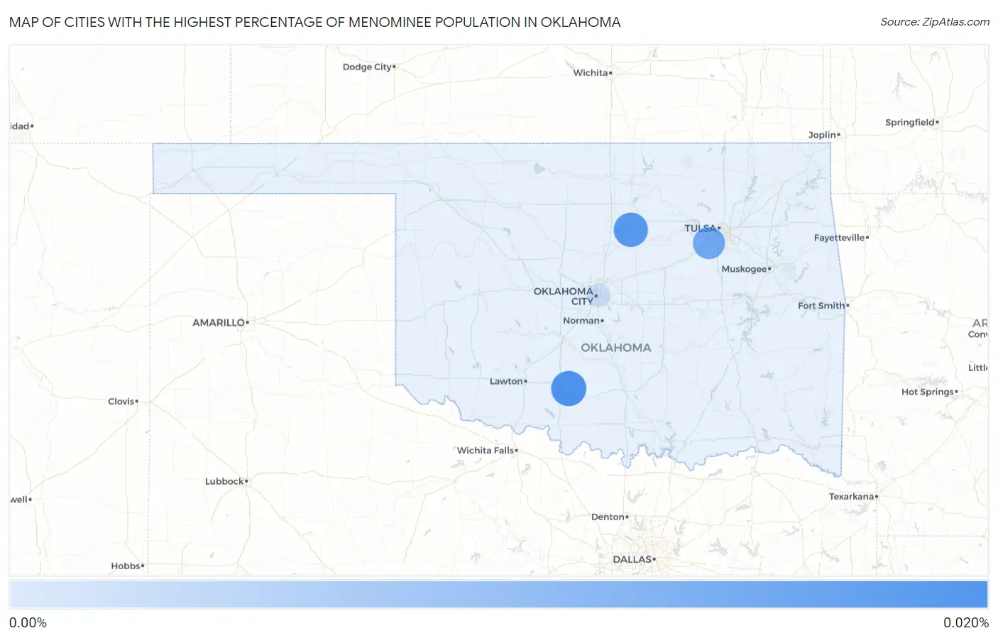 Cities with the Highest Percentage of Menominee Population in Oklahoma Map
