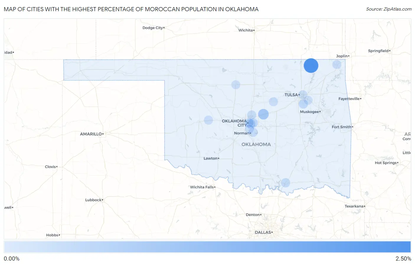 Cities with the Highest Percentage of Moroccan Population in Oklahoma Map