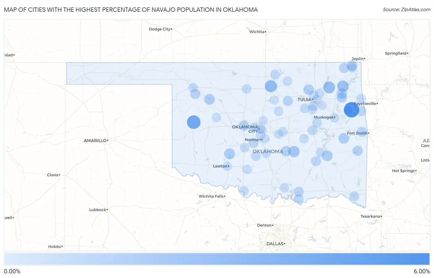 Cities with the Highest Percentage of Navajo Population in Oklahoma Map