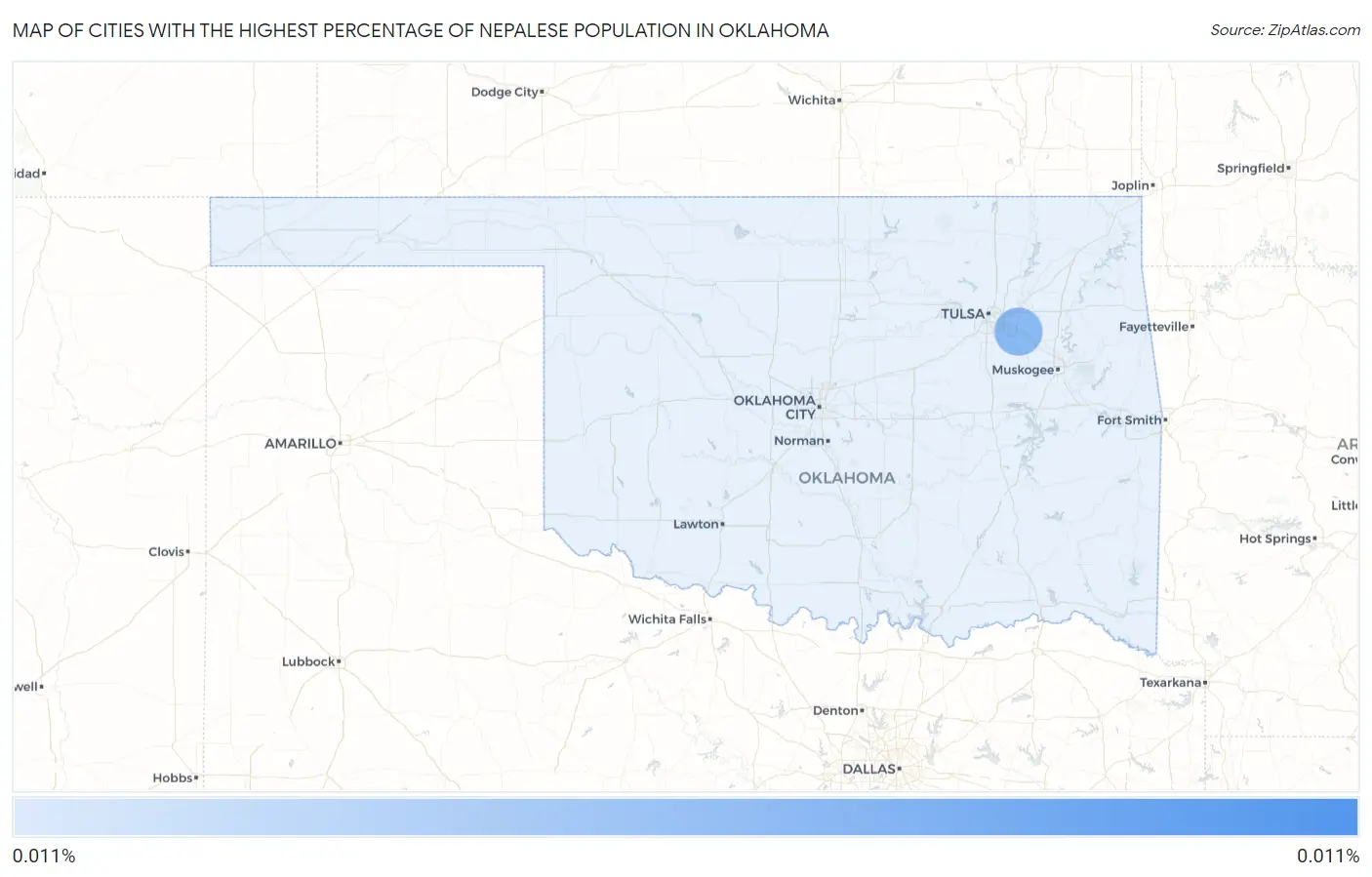 Cities with the Highest Percentage of Nepalese Population in Oklahoma Map