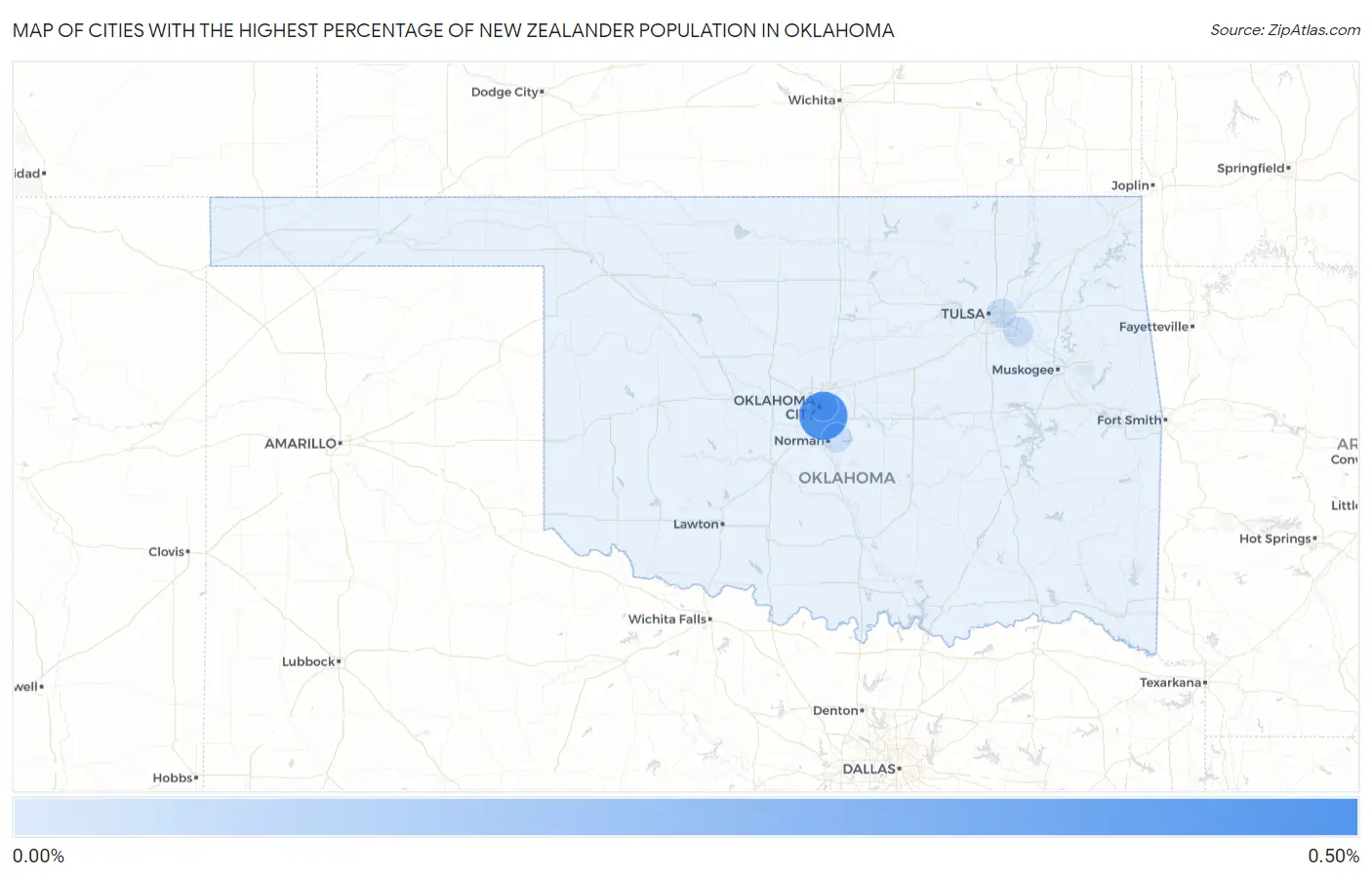 Cities with the Highest Percentage of New Zealander Population in Oklahoma Map
