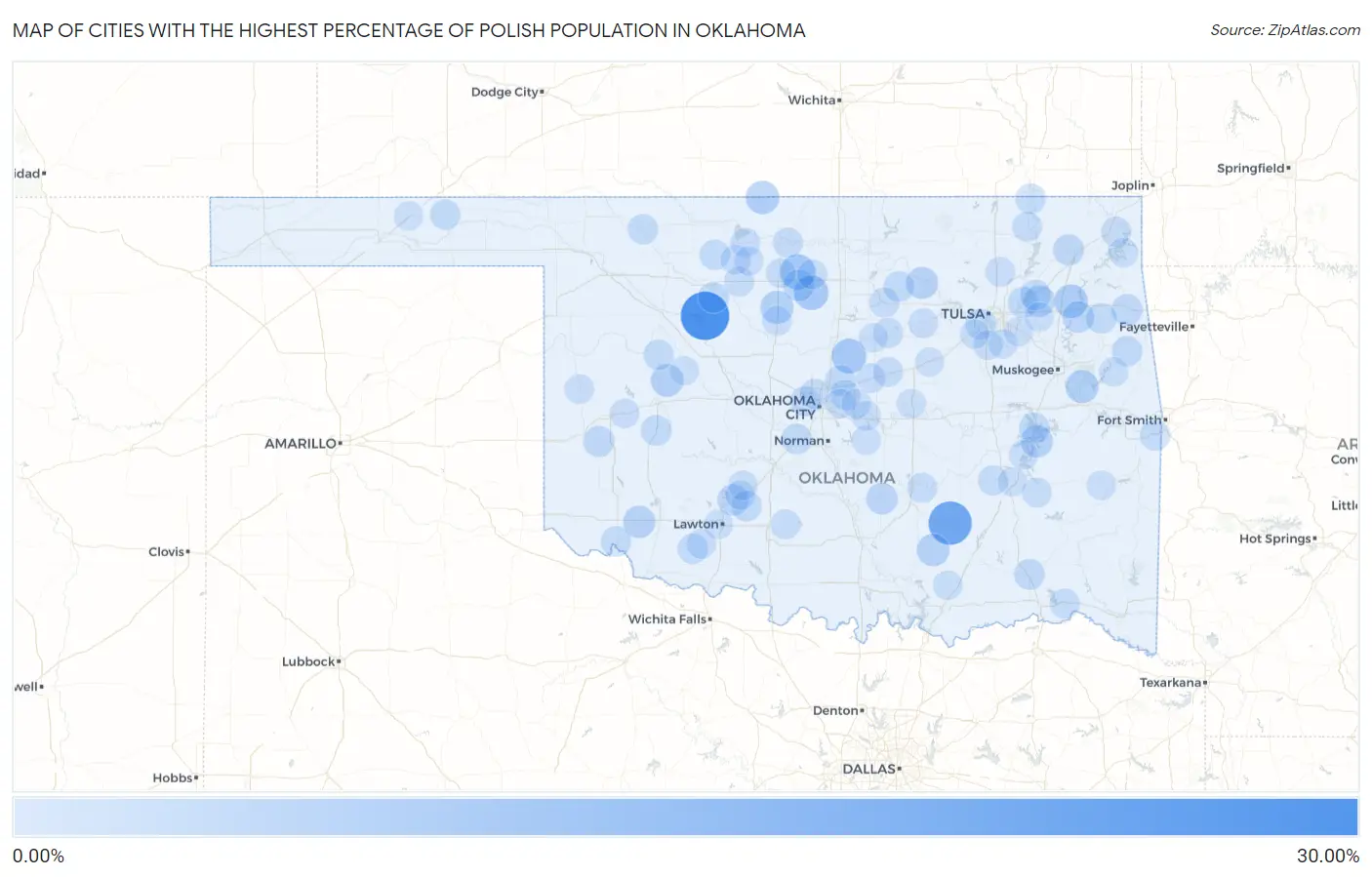 Cities with the Highest Percentage of Polish Population in Oklahoma Map