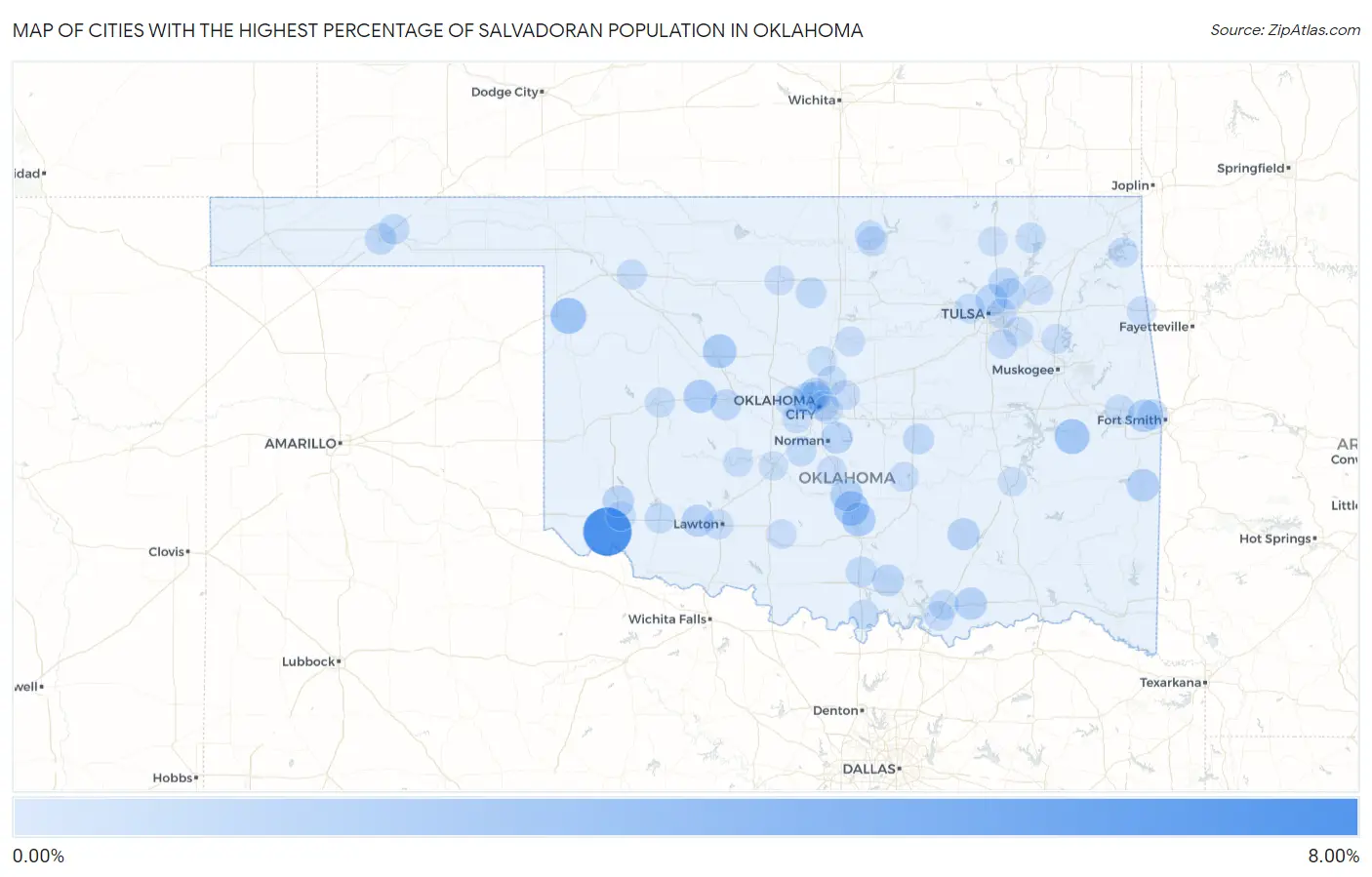 Cities with the Highest Percentage of Salvadoran Population in Oklahoma Map