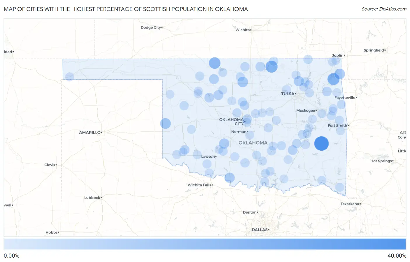 Cities with the Highest Percentage of Scottish Population in Oklahoma Map