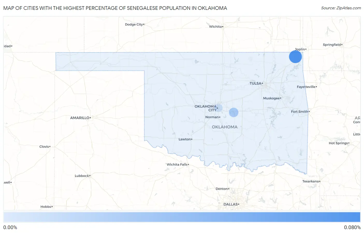 Cities with the Highest Percentage of Senegalese Population in Oklahoma Map