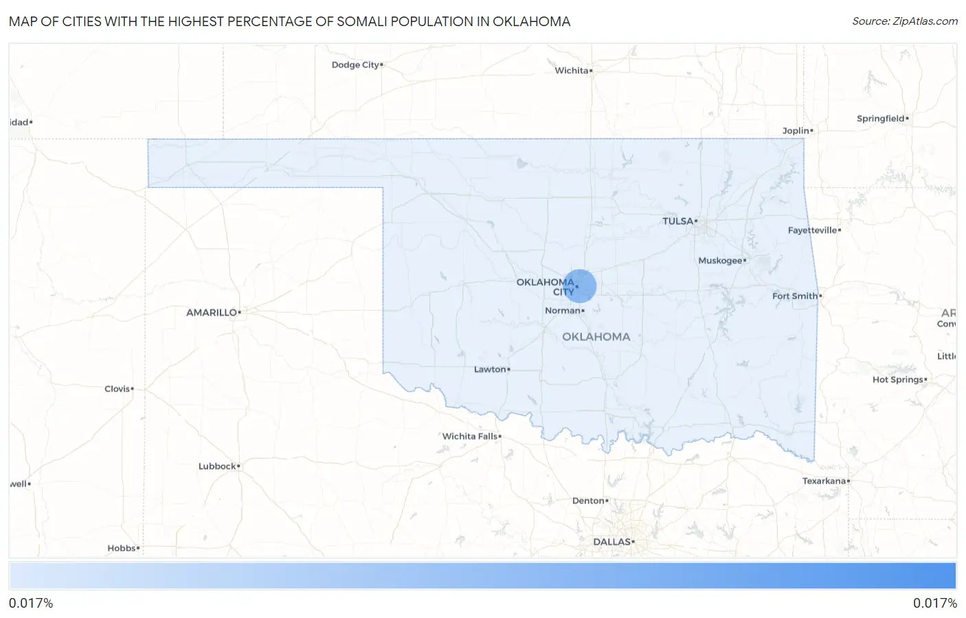 Cities with the Highest Percentage of Somali Population in Oklahoma Map