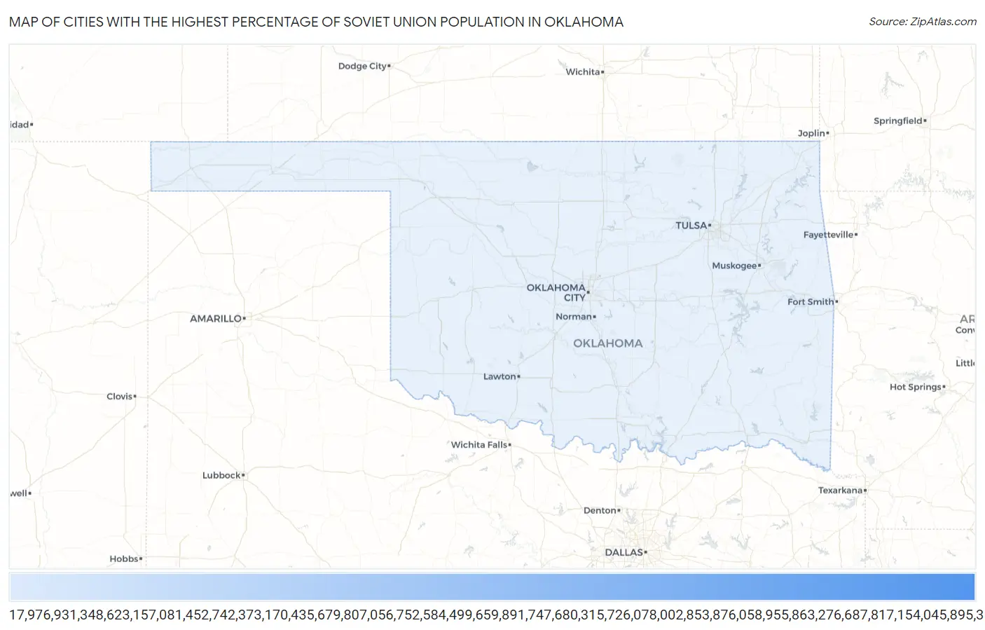 Cities with the Highest Percentage of Soviet Union Population in Oklahoma Map