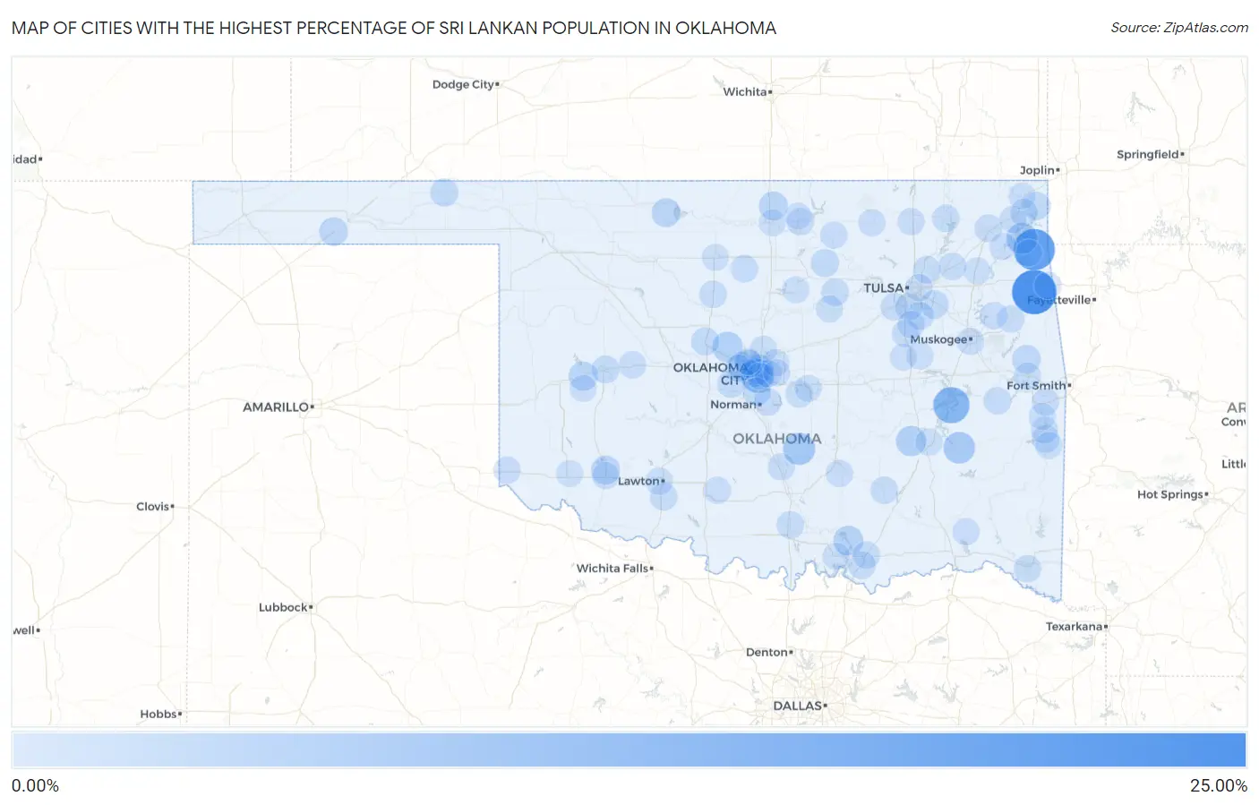 Cities with the Highest Percentage of Sri Lankan Population in Oklahoma Map