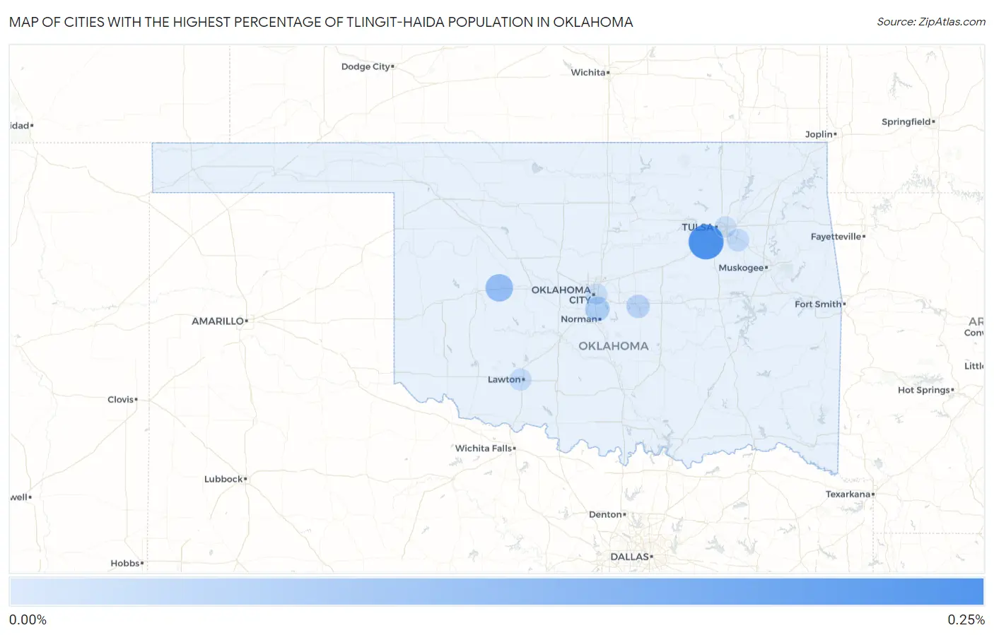 Cities with the Highest Percentage of Tlingit-Haida Population in Oklahoma Map