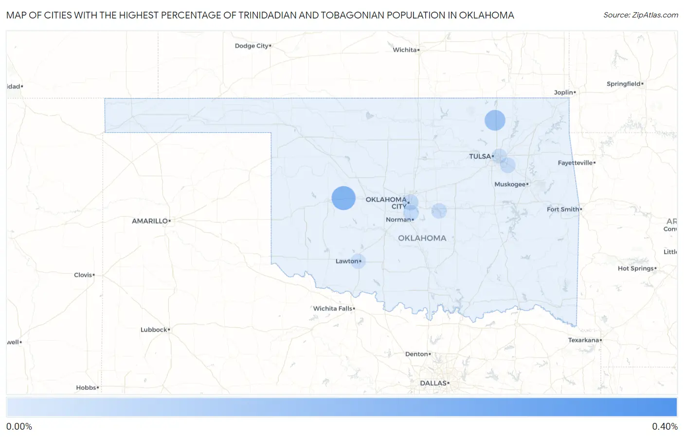 Cities with the Highest Percentage of Trinidadian and Tobagonian Population in Oklahoma Map