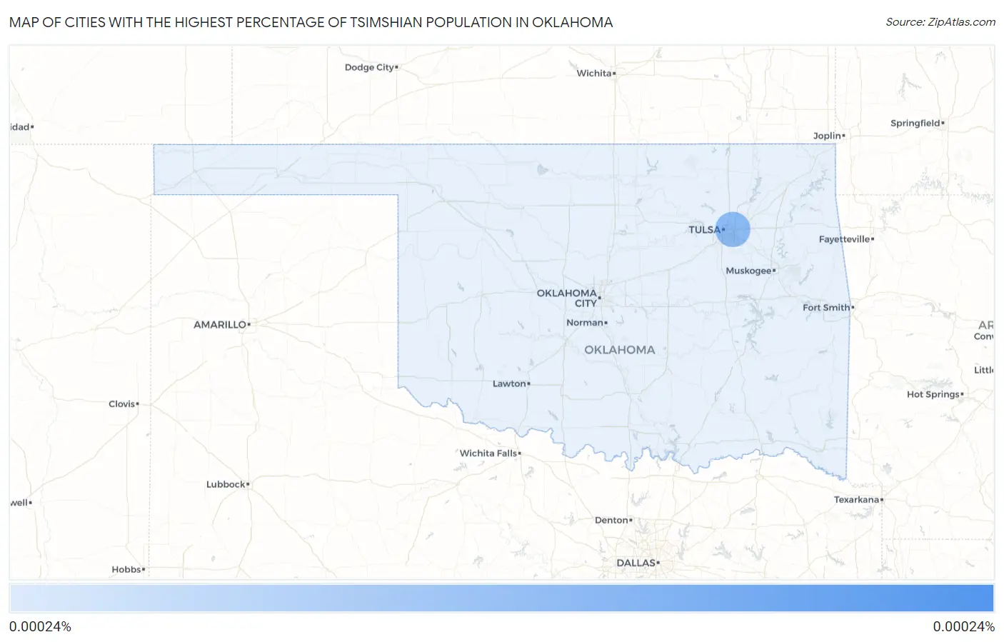 Cities with the Highest Percentage of Tsimshian Population in Oklahoma Map