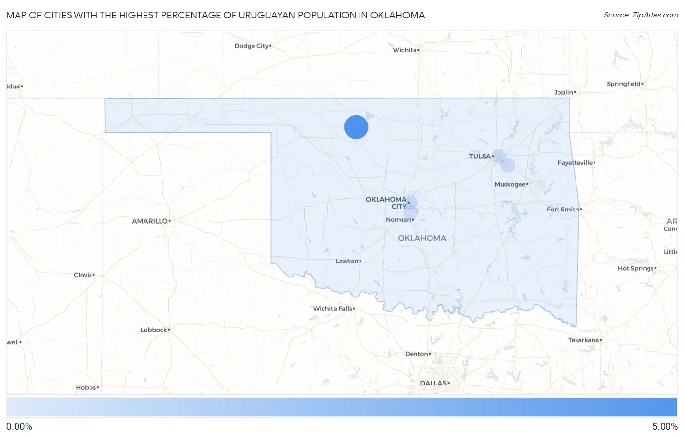 Cities with the Highest Percentage of Uruguayan Population in Oklahoma Map
