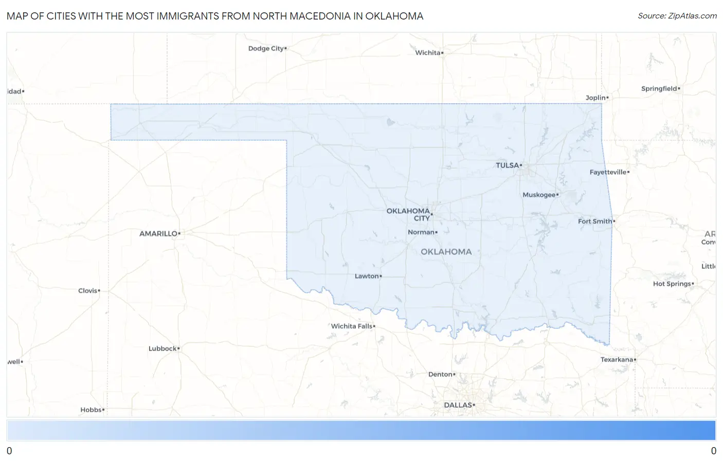 Cities with the Most Immigrants from North Macedonia in Oklahoma Map