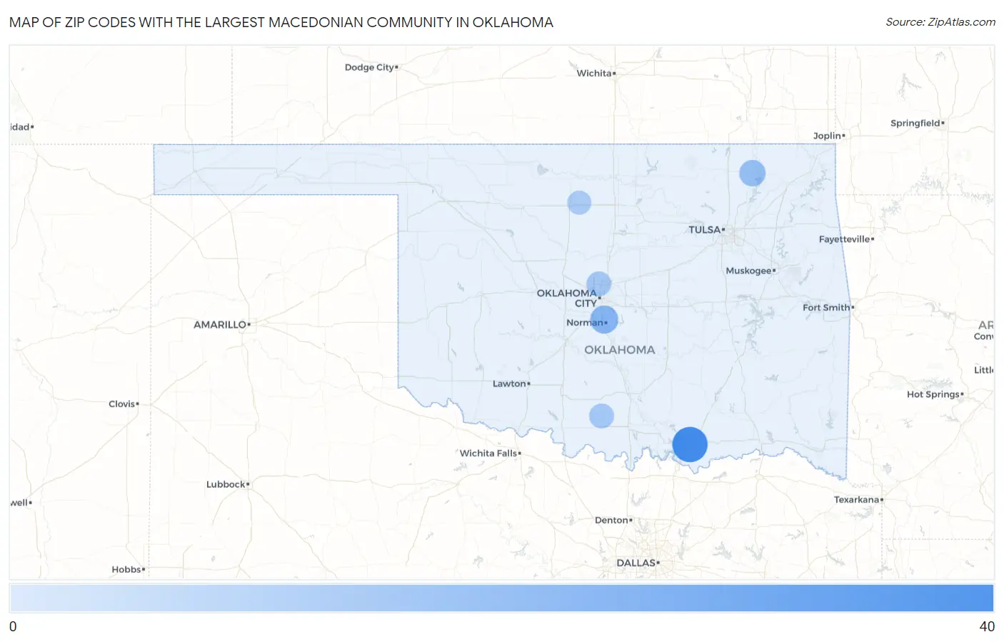 Zip Codes with the Largest Macedonian Community in Oklahoma Map